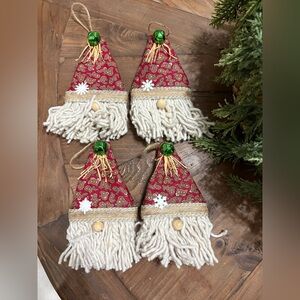 Set of 4 handmade gnome ornaments